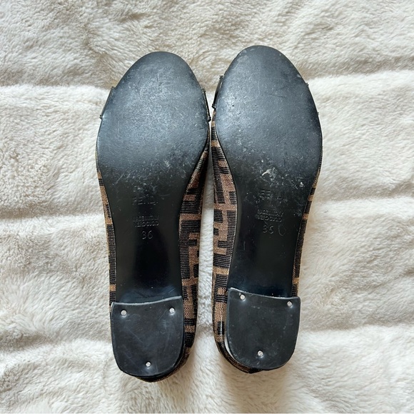 Fendi Zucca Print Buckle Heeled Ballet Flats Size 36 - Picture 9 of 12